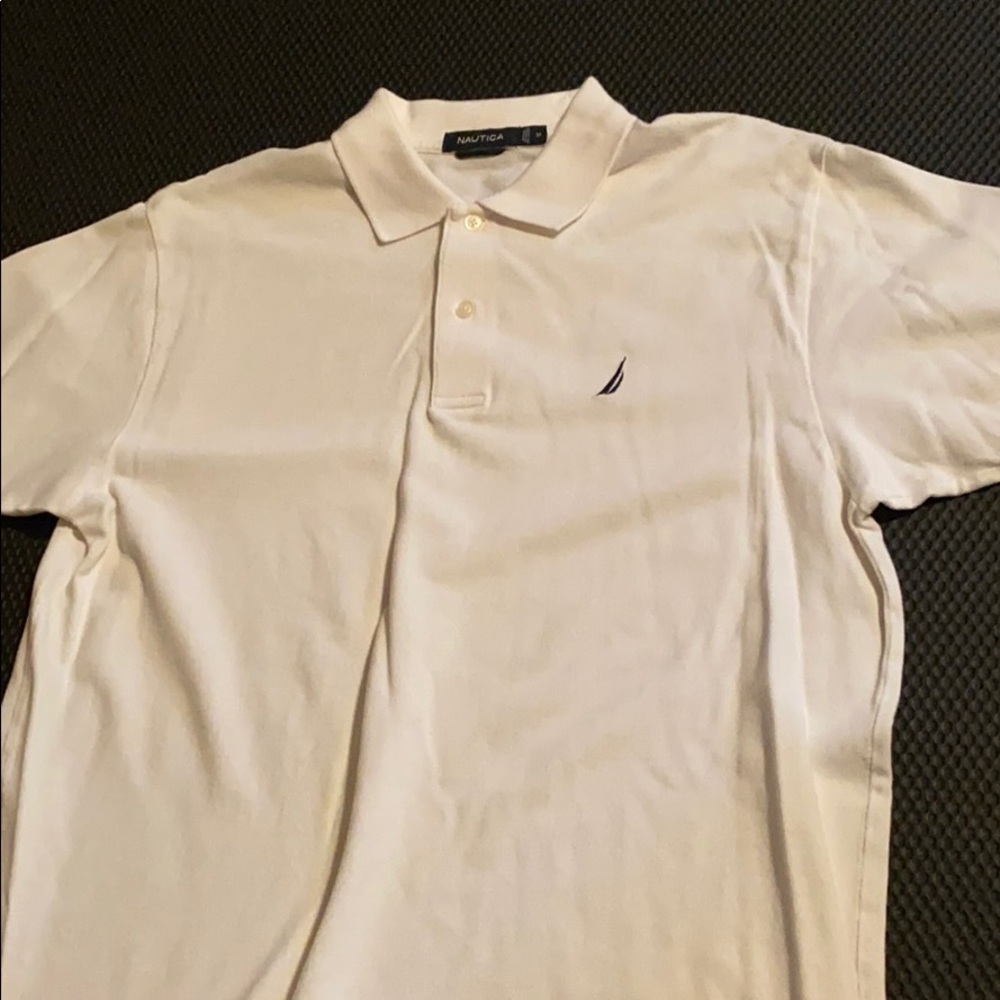 Nautica Short Sleeve Polo- White, Size Medium